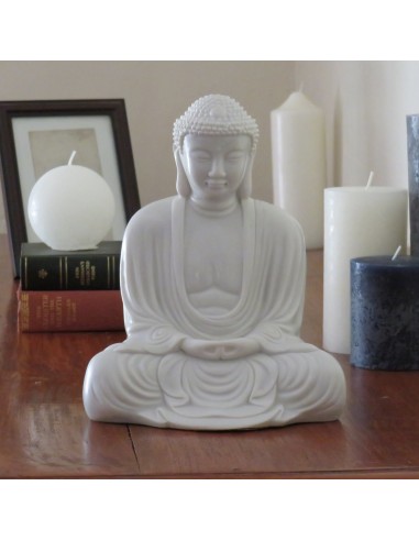 Classic Style Buddha in meditation pose - white or black reconstituted marble livraison et retour toujours gratuits