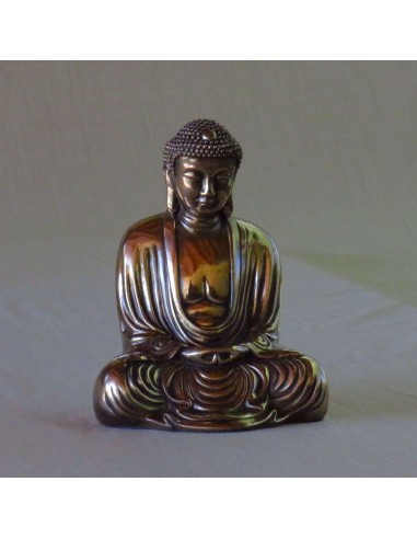 Bouddha de style classique en posture de méditation - marbre reconstitué recouvert de bronze Venez découvrir notre 