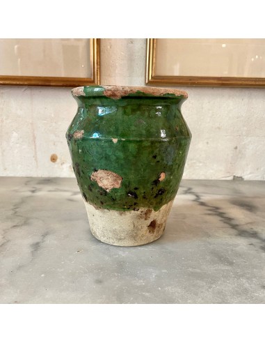 Ancien pot en grès vernissé vert soldes