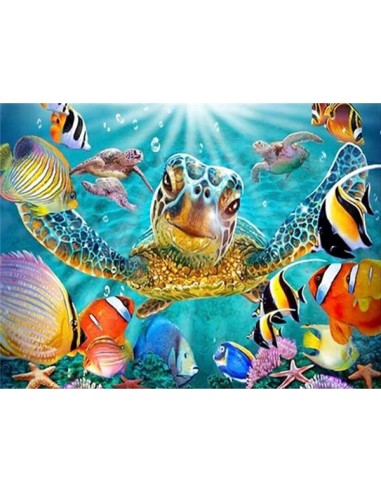 Broderie Diamant  Gentille Tortue de Mer Amélioration de cerveau avec